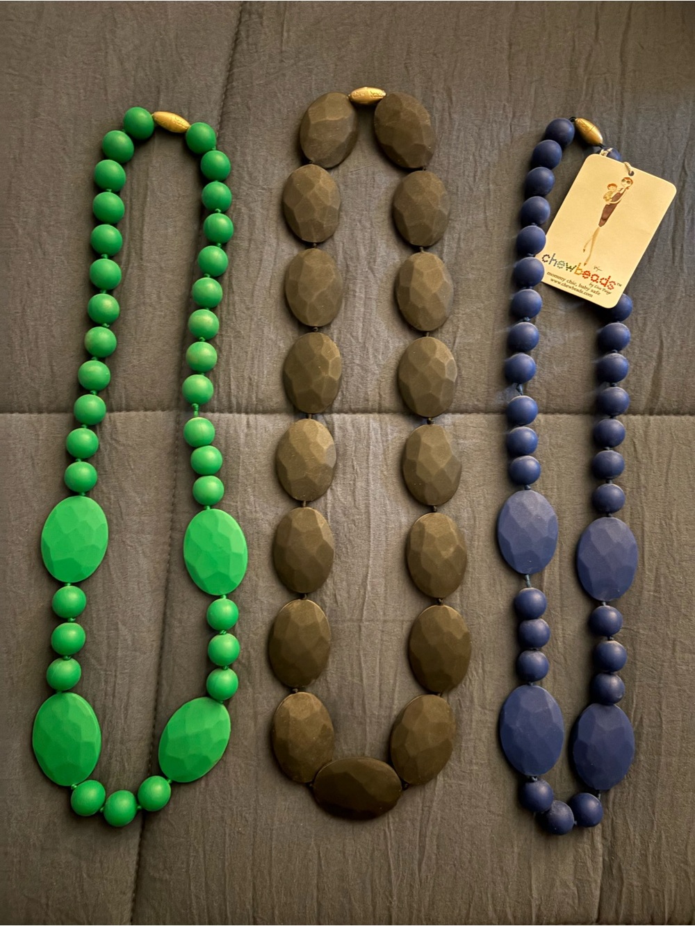 Chewbeads - Beaded Silicone Necklace - Navy Blue, Green, &Black Set of 3!